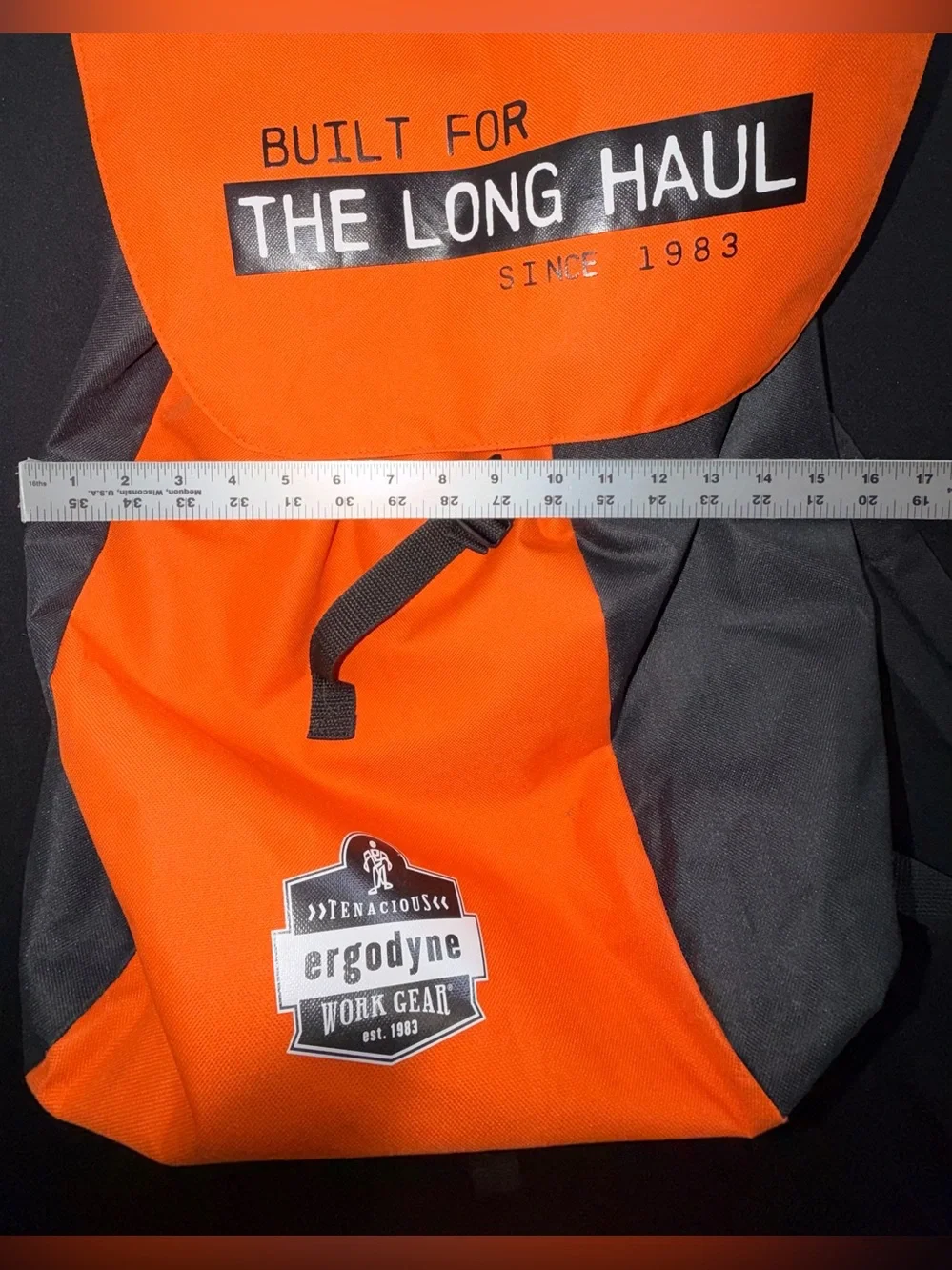 Ergodyne Tenacious Work Gear Bag, Orange, And Black 12 X 6 X 18